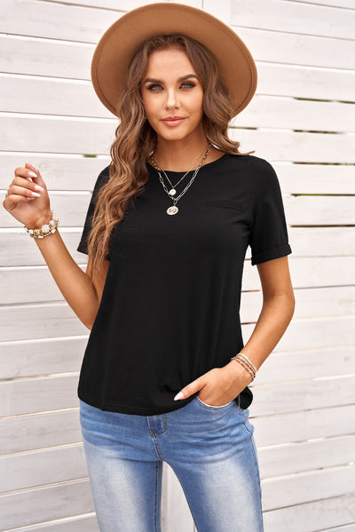 Just For You Cuffed Sleeve T-Shirt - SHE BADDY© ONLINE WOMEN FASHION & CLOTHING STORE