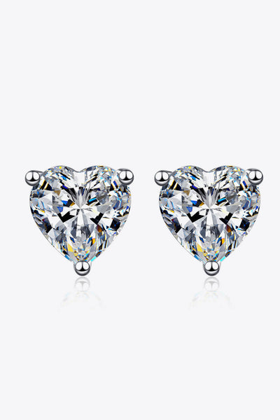 2 Carat Moissanite Heart-Shaped Stud Earrings - SHE BADDY© ONLINE WOMEN FASHION & CLOTHING STORE