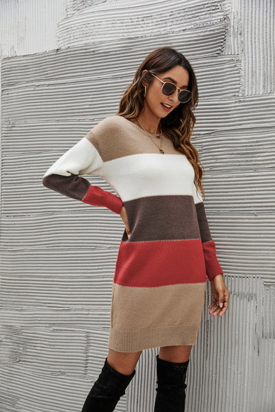 Striped Sweater Dress - SHE BADDY© ONLINE WOMEN FASHION & CLOTHING STORE