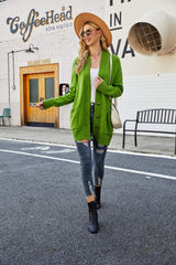 Ribbed Trim Dropped Shoulder Pocketed Cardigan - SHE BADDY© ONLINE WOMEN FASHION & CLOTHING STORE