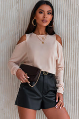 Cold-Shoulder Round Neck Top - SHE BADDY© ONLINE WOMEN FASHION & CLOTHING STORE