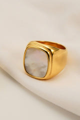 Stainless Steel 18K Gold-Plated Inlaid Shell Ring - SHE BADDY© ONLINE WOMEN FASHION & CLOTHING STORE