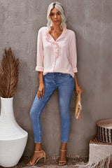 Eyelet Ruffles Button Crinkled Shirt - SHE BADDY© ONLINE WOMEN FASHION & CLOTHING STORE