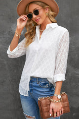 Curved Hem Button-Up Long Sleeve Shirt - SHE BADDY© ONLINE WOMEN FASHION & CLOTHING STORE