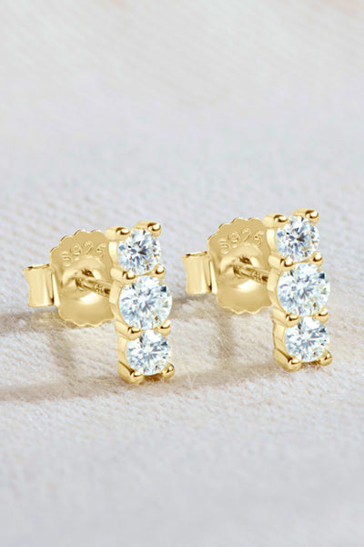 Heartbeat Rhythm 925 Sterling Silver Moissanite Stud Earrings - SHE BADDY© ONLINE WOMEN FASHION & CLOTHING STORE