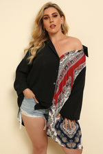 Plus Size Color Block Button Front Shirt - SHE BADDY© ONLINE WOMEN FASHION & CLOTHING STORE