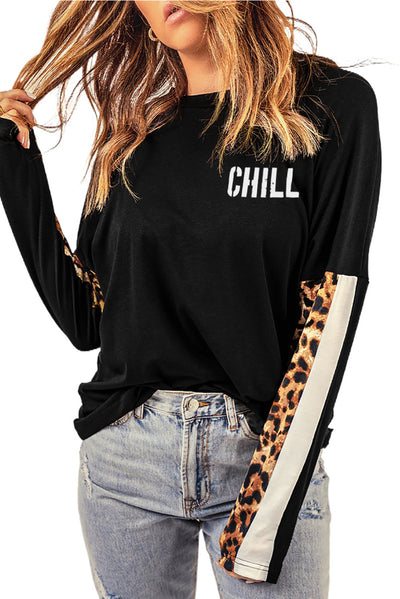Leopard CHILL Long Sleeve Top - SHE BADDY© ONLINE WOMEN FASHION & CLOTHING STORE