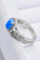 2-Piece 925 Sterling Silver Opal Ring Set - SHE BADDY© ONLINE WOMEN FASHION & CLOTHING STORE