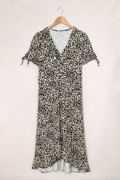 Plus Size Leopard Print Ruffled Midi Dress - SHE BADDY© ONLINE WOMEN FASHION & CLOTHING STORE