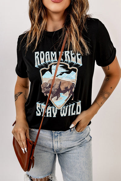 ROAM FREE STAY WILD Graphic Tee - SHE BADDY© ONLINE WOMEN FASHION & CLOTHING STORE