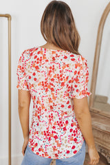 Floral Flounce Sleeve Smocked Blouse - SHE BADDY© ONLINE WOMEN FASHION & CLOTHING STORE