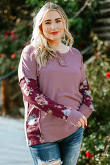 Plus Size Floral Exposed Seam Quarter-Button Henley Top - SHE BADDY© ONLINE WOMEN FASHION & CLOTHING STORE