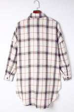Plaid High-Low Shacket with Slit - SHE BADDY© ONLINE WOMEN FASHION & CLOTHING STORE