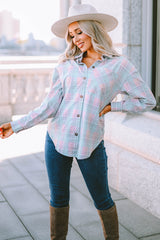 Plaid Button-Up Dropped Shoulder Shirt - SHE BADDY© ONLINE WOMEN FASHION & CLOTHING STORE