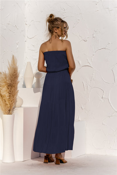 Strapless Tie Waist Tiered Maxi Dress - SHE BADDY© ONLINE WOMEN FASHION & CLOTHING STORE