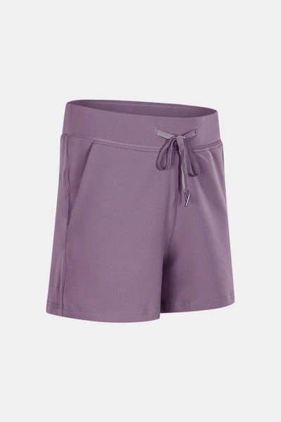 Drawstring Waist Yoga Shorts - SHE BADDY© ONLINE WOMEN FASHION & CLOTHING STORE