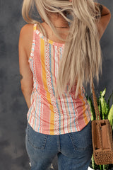 Multicolored Stripe V-Neck Tank - SHE BADDY© ONLINE WOMEN FASHION & CLOTHING STORE