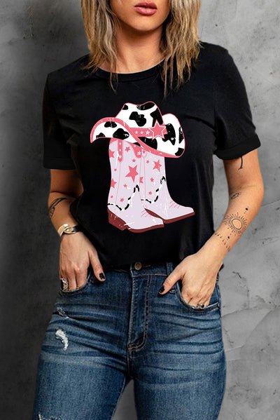 Cowboy Hat and Boots Graphic Tee - SHE BADDY© ONLINE WOMEN FASHION & CLOTHING STORE