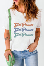 GIRL POWER Graphic Round Neck Tee - SHE BADDY© ONLINE WOMEN FASHION & CLOTHING STORE
