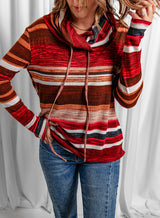 Striped Cowl Neck Tunic Sweatshirt - SHE BADDY© ONLINE WOMEN FASHION & CLOTHING STORE