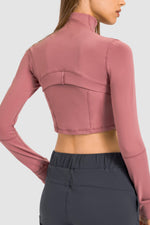 Zip Front Cropped Sports Jacket - SHE BADDY© ONLINE WOMEN FASHION & CLOTHING STORE