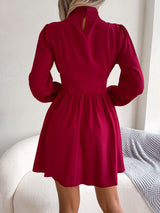 Cutout Turtleneck A-Line Mini Dress - SHE BADDY© ONLINE WOMEN FASHION & CLOTHING STORE