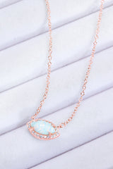 18k Rose Gold-Plated Opal Pendant Necklace - SHE BADDY© ONLINE WOMEN FASHION & CLOTHING STORE