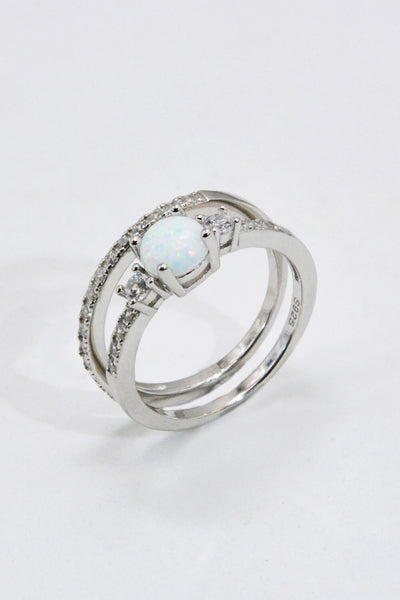 925 Sterling Silver Opal Split Shank Ring - SHE BADDY© ONLINE WOMEN FASHION & CLOTHING STORE