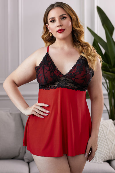 Lace See-Through Plus Size Chemise - SHE BADDY© ONLINE WOMEN FASHION & CLOTHING STORE