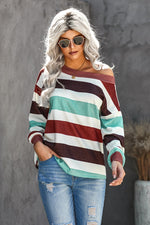 One Shoulder Striped Color Block Top - SHE BADDY© ONLINE WOMEN FASHION & CLOTHING STORE