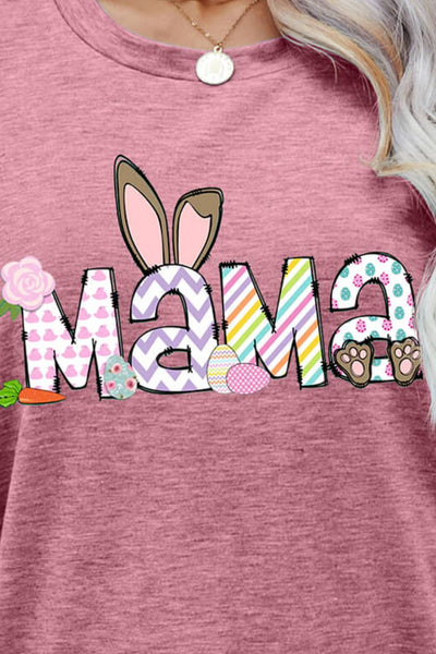 Easter MAMA Graphic Round Neck T-Shirt - SHE BADDY© ONLINE WOMEN FASHION & CLOTHING STORE