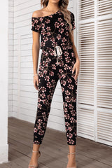 Asymmetrical Neck Short Sleeve Jumpsuit - SHE BADDY© ONLINE WOMEN FASHION & CLOTHING STORE