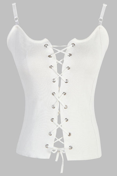 Lace-Up Knit Cami - SHE BADDY© ONLINE WOMEN FASHION & CLOTHING STORE