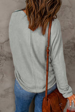 Seam Detail Round Neck Long Sleeve Top - SHE BADDY© ONLINE WOMEN FASHION & CLOTHING STORE