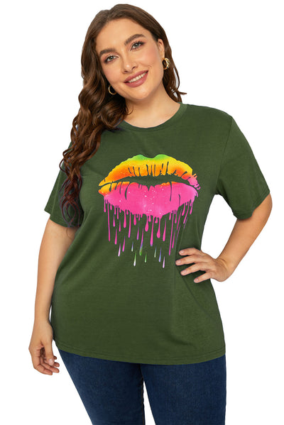 Plus Size Lip Graphic Tee Shirt - SHE BADDY© ONLINE WOMEN FASHION & CLOTHING STORE