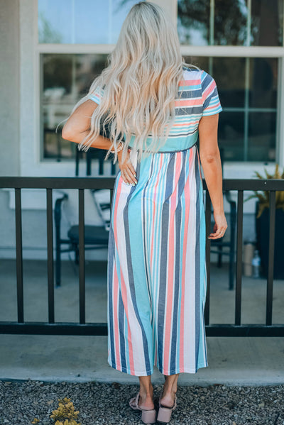 Striped Print High Waist Maxi Dress - SHE BADDY© ONLINE WOMEN FASHION & CLOTHING STORE