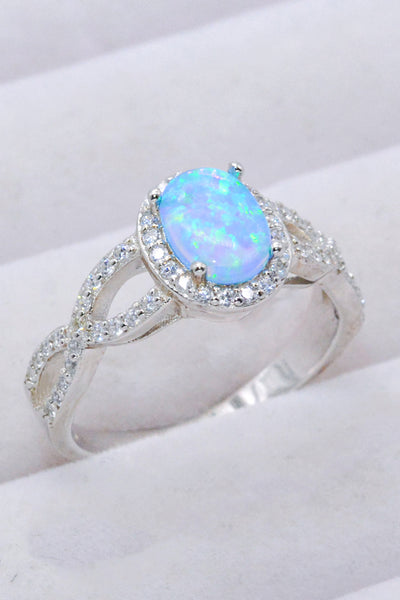 925 Sterling Silver Opal Halo Ring - SHE BADDY© ONLINE WOMEN FASHION & CLOTHING STORE