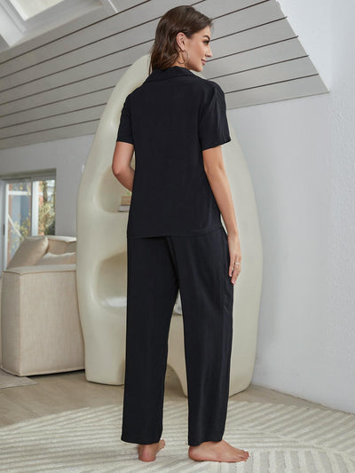 Short Sleeve Shirt, Bralette, and Pants Lounge Set - SHE BADDY© ONLINE WOMEN FASHION & CLOTHING STORE