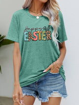 HAPPY EASTER Graphic Round Neck Tee Shirt - SHE BADDY© ONLINE WOMEN FASHION & CLOTHING STORE