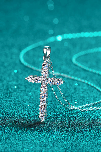 925 Sterling Silver Cross Moissanite Necklace - SHE BADDY© ONLINE WOMEN FASHION & CLOTHING STORE