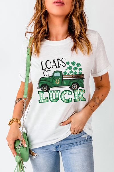 LOADS OF LUCK Graphic Round Neck Tee - SHE BADDY© ONLINE WOMEN FASHION & CLOTHING STORE