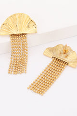 18K Gold Plated Fan Fringe Dangle Earrings - SHE BADDY© ONLINE WOMEN FASHION & CLOTHING STORE