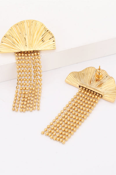 18K Gold Plated Fan Fringe Dangle Earrings - SHE BADDY© ONLINE WOMEN FASHION & CLOTHING STORE