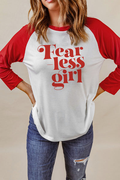 FEARLESS GIRL Graphic Raglan Sleeve Top - SHE BADDY© ONLINE WOMEN FASHION & CLOTHING STORE