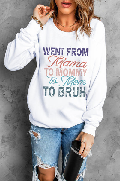 Letter Graphic Round Neck Sweatshirt cf - SHE BADDY© ONLINE WOMEN FASHION & CLOTHING STORE