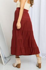 Zenana Full Size Wide Waistband Tiered Midi Skirt - SHE BADDY© ONLINE WOMEN FASHION & CLOTHING STORE