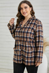 Plus Size Plaid Buttoned Collared Shacket - SHE BADDY© ONLINE WOMEN FASHION & CLOTHING STORE