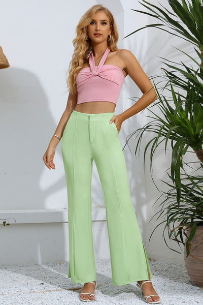 Slit High-Rise Flare Pants - SHE BADDY© ONLINE WOMEN FASHION & CLOTHING STORE