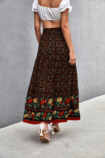 Floral Tied Maxi Skirt - SHE BADDY© ONLINE WOMEN FASHION & CLOTHING STORE