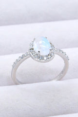 925 Sterling Silver Natural Moonstone Halo Ring - SHE BADDY© ONLINE WOMEN FASHION & CLOTHING STORE